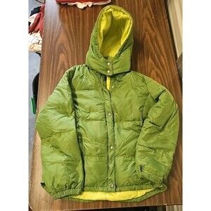 VTG American Eagle Jacket Womens L Green Zip Quilted Windbreaker Puffer Coat Y2K